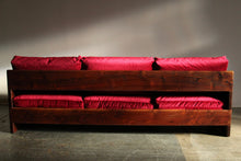 Load image into Gallery viewer, California Studio Craft Walnut and Velvet Sofa, 1970s