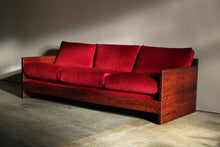 Load image into Gallery viewer, California Studio Craft Walnut and Velvet Sofa, 1970s