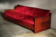 Load image into Gallery viewer, California Studio Craft Walnut and Velvet Sofa, 1970s