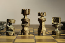 Load image into Gallery viewer, Unique Modernist Cast Bronze Chess Set, 1960s