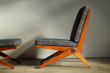 Load image into Gallery viewer, Pierre Jeanneret Maple and Tweed "Scissors" Lounge Chairs for Knoll, 1948