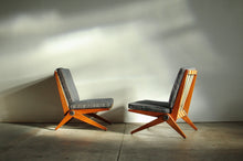 Load image into Gallery viewer, Pierre Jeanneret Maple and Tweed "Scissors" Lounge Chairs for Knoll, 1948