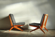 Load image into Gallery viewer, Pierre Jeanneret Maple and Tweed "Scissors" Lounge Chairs for Knoll, 1948