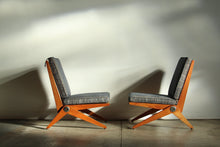 Load image into Gallery viewer, Pierre Jeanneret Maple and Tweed "Scissors" Lounge Chairs for Knoll, 1948