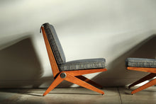Load image into Gallery viewer, Pierre Jeanneret Maple and Tweed "Scissors" Lounge Chairs for Knoll, 1948