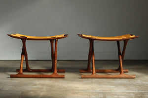 Ole Wanscher Rosewood and Goatskin "Egyptian" Stools for AJ Iversen, 1957