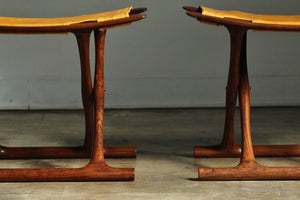 Ole Wanscher Rosewood and Goatskin "Egyptian" Stools for AJ Iversen, 1957