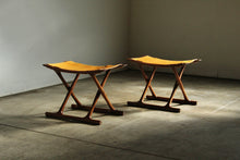 Load image into Gallery viewer, Ole Wanscher Rosewood and Goatskin &quot;Egyptian&quot; Stools for AJ Iversen, 1957
