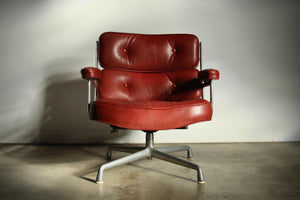 Eames Time Life Lobby Lounge Chair in Oxblood Calfskin Leather, 1960s