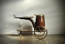 Load image into Gallery viewer, Aldo Tura Lacquered Goatskin and Brass Pipe Form Bar Cart, 1960s