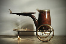 Load image into Gallery viewer, Aldo Tura Lacquered Goatskin and Brass Pipe Form Bar Cart, 1960s
