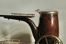 Load image into Gallery viewer, Aldo Tura Lacquered Goatskin and Brass Pipe Form Bar Cart, 1960s