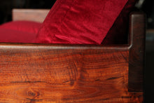 Load image into Gallery viewer, California Studio Craft Walnut and Velvet Sofa, 1970s
