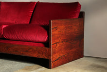 Load image into Gallery viewer, California Studio Craft Walnut and Velvet Sofa, 1970s
