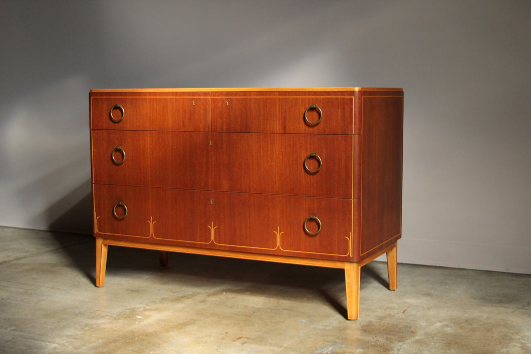 Swedish Modern Inlaid Chest of Drawers by Bodafors, 1940s