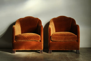 Art Nouveau European Fireside Chairs in Mohair, Early 1900s