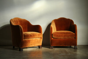 Art Nouveau European Fireside Chairs in Mohair, Early 1900s