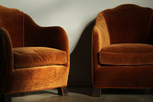 Art Nouveau European Fireside Chairs in Mohair, Early 1900s