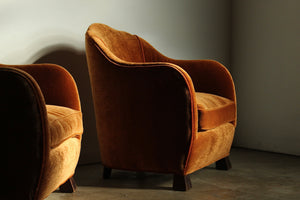 Art Nouveau European Fireside Chairs in Mohair, Early 1900s