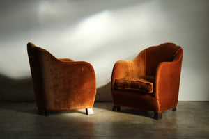 Art Nouveau European Fireside Chairs in Mohair, Early 1900s