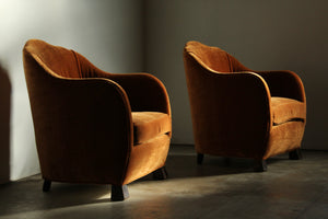 Art Nouveau European Fireside Chairs in Mohair, Early 1900s