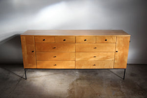 Paul McCobb Early "20-Drawer" Maple Dresser With Iron Base for Winchendon, 1950s
