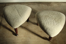 Load image into Gallery viewer, Adrian Pearsall for Craft Associates Shearling and Walnut Foot Stools, 1960s
