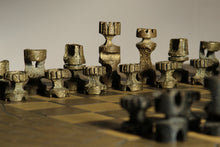 Load image into Gallery viewer, Unique Modernist Cast Bronze Chess Set, 1960s

