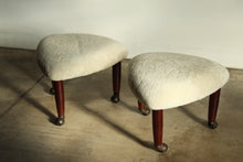 Load image into Gallery viewer, Adrian Pearsall for Craft Associates Shearling and Walnut Foot Stools, 1960s
