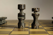 Load image into Gallery viewer, Unique Modernist Cast Bronze Chess Set, 1960s
