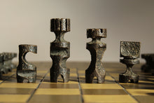 Load image into Gallery viewer, Unique Modernist Cast Bronze Chess Set, 1960s
