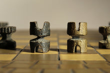 Load image into Gallery viewer, Unique Modernist Cast Bronze Chess Set, 1960s
