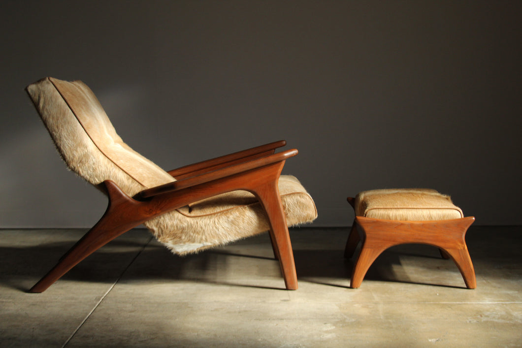 Adrian Pearsall Cowhide Lounge Chair and Ottoman