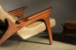 Adrian Pearsall Cowhide Lounge Chair and Ottoman