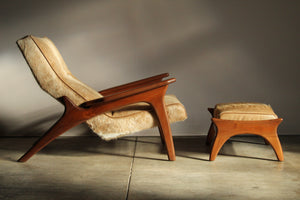 Adrian Pearsall Cowhide Lounge Chair and Ottoman