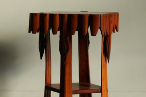 Tramp Art Palm Frond Accent Table or Pedestal, 1930s