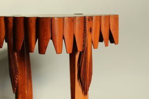 Tramp Art Palm Frond Accent Table or Pedestal, 1930s