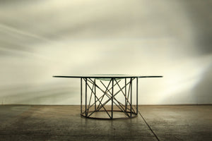 Mexican Modernist Iron and Sculpted Blown Glass Catchall Coffee Table
