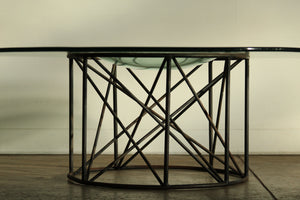 Mexican Modernist Iron and Sculpted Blown Glass Catchall Coffee Table