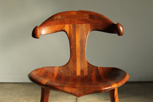 Sculpted Walnut California Studio Craft Chair Attributed to Larry Hunter, 1980