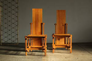 Jim Nickel Vintage Studio Made Hall Chairs After Gerrit Rietveld, 1965