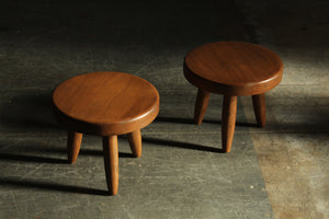 Vintage Oak Stools in the Manner of Charlotte Perriand, 1970s