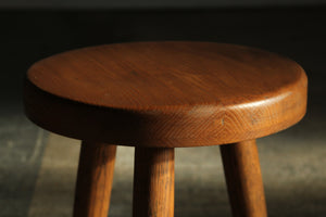 Vintage Oak Stools in the Manner of Charlotte Perriand, 1970s