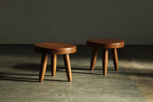 Vintage Oak Stools in the Manner of Charlotte Perriand, 1970s