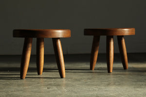 Vintage Oak Stools in the Manner of Charlotte Perriand, 1970s