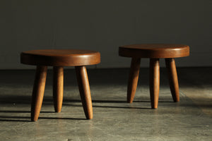 Vintage Oak Stools in the Manner of Charlotte Perriand, 1970s