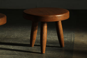 Vintage Oak Stools in the Manner of Charlotte Perriand, 1970s