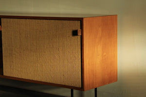Florence Knoll 'Model 116' Iron Leg and Grass Cloth Credenza for Knoll, 1950s