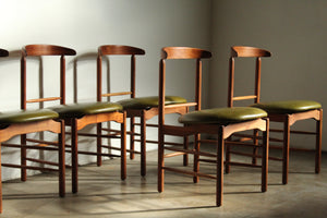 Greta Grossman Walnut and Leather Dining Chairs for Glenn of California, 1950s