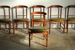 Greta Grossman Walnut and Leather Dining Chairs for Glenn of California, 1950s